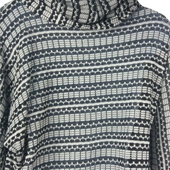 Chenault Cowl Neck Sweater Top Black White Medium Relaxed Long Sleeve Classic - Picture 4 of 9